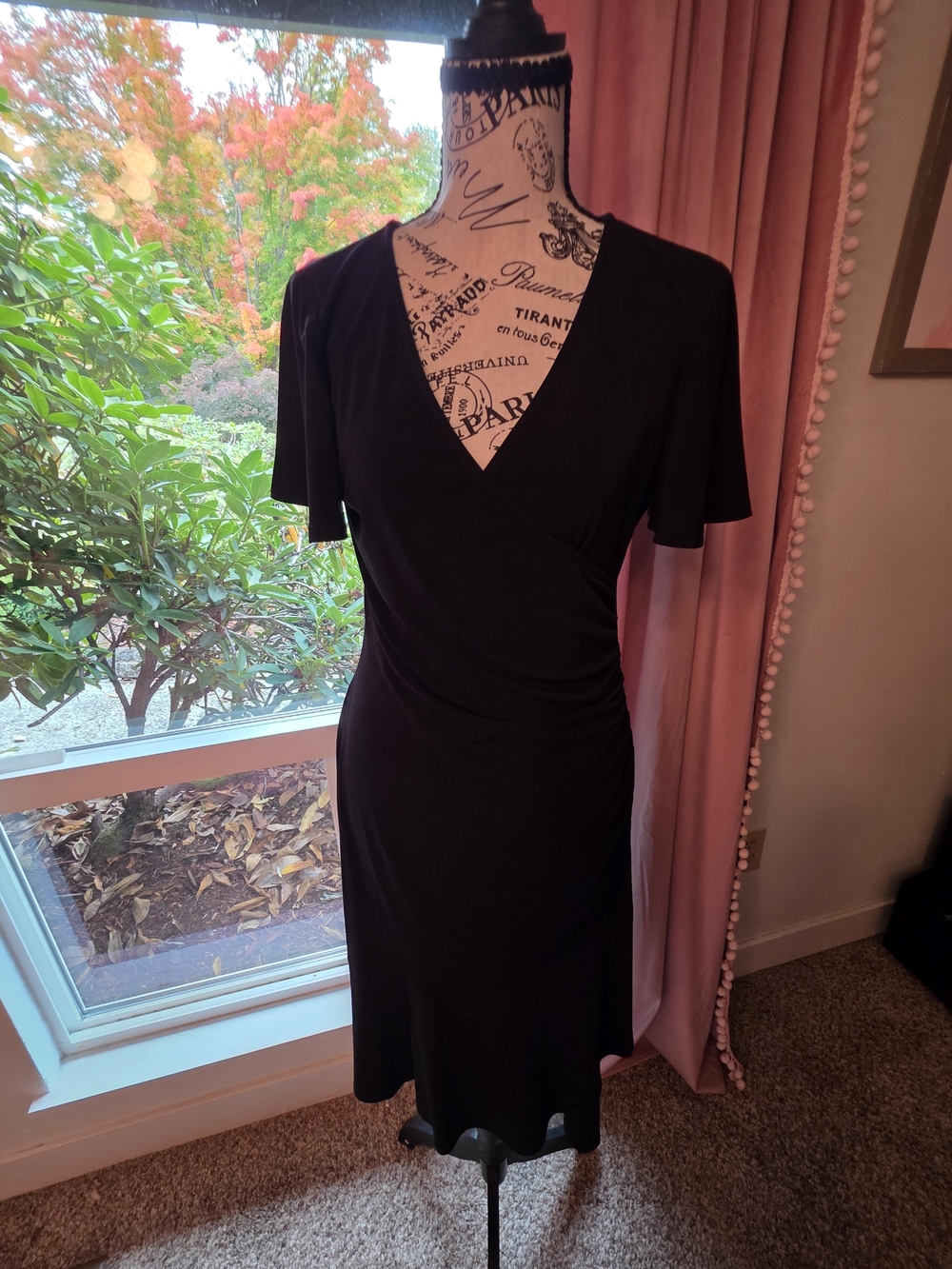 Kensie Black V-Neck Wrap Dress